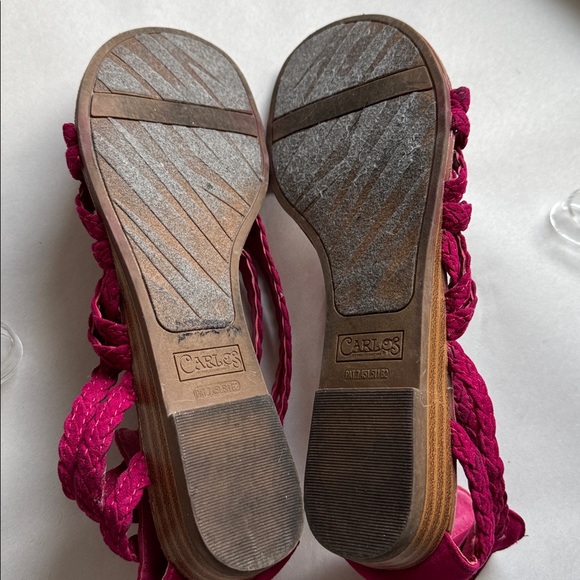 Carlos Santana Braided Leather Strappy Sandal Womens 8 magenta pink Festival - Picture 6 of 7